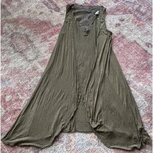 Exclusive One Olive Crochet Floral Cardigan Sleeveless Medium